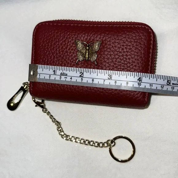 💖New List Imeetu burgundy wallet, card & coin holder, butterfly monogram &chain - Picture 7 of 8